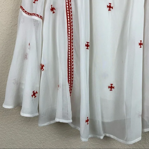 FLOREAT White Boho Blouse Red Embroidery 8 - Picture 4 of 13